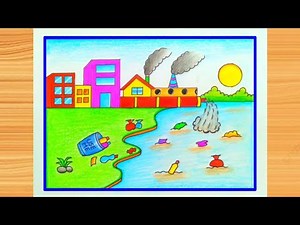 Plastic Pollution Drawing / Water pollution drawing / How to Draw Environment Pollution Scenery