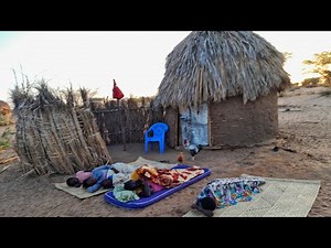 African village morning routine of desert women