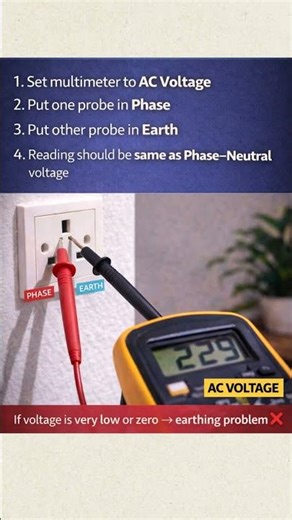 Test earthing at home easily ⚡Proper earthing saves lives.#ElectricalSafety #Earthing #Electronics