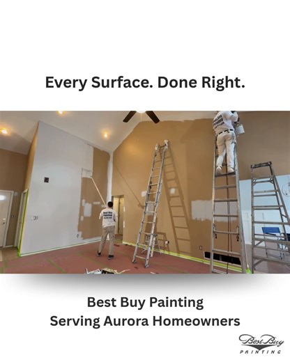 Every surface. Done right. This full interior repaint included walls, ceilings, trim, and doors — all carefully prepped and finished for a clean, cohesive look. Completed for a home in Aurora, Ohio, this project shows how much impact a professional repaint can have without a full renovation. Free interior consultations available for local homeowners. | Best Buy Painting