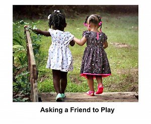 Who needs a social story for teaching a preschooler to initiate interactions and talk to peers? 🙋‍♀️ Here’s some inspiration for you! We use this social story (and four others) to teach children to initiate interactions and then use words to maintain or continue those interactions! 💬 First, tell the students why they should be interested in talking to peers. Next, teach them to get their peer’s attention. Once they have that attention, give them the words to use to start that conversation! 🗯 