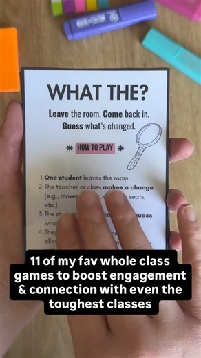 Claire English • Teacher & Classroom Management Mentor on Instagram: "[Comment GAMES and I’ll send them to you as a cheat sheet] Having these games in my back pocket has been game changing! Because… 👉Community building isn’t just a one and done on day 1. 👉Creating felt-safety is a year-round project. 👉Crafting opportunities for connection with students who struggle with their behaviours is essential. Having something up your sleeve to inject some fun, continue to develop that community, makes