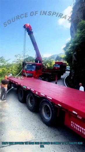Crane Helps Trailer Navigate Tight Curve
