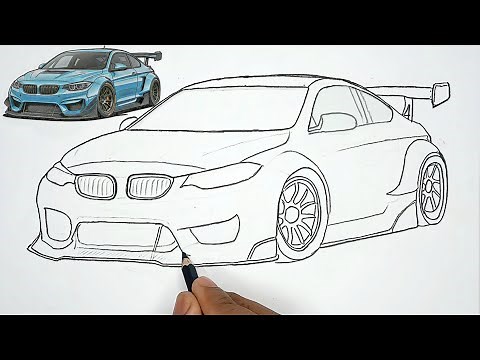 BMW M4 F82 Car Drawing Tutorial || How to Draw a BMW Car |🔥 Sporty Look 🔥|😍