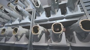 Production of drones at the factory. UAV blanks on the shelves. Production of military UAVs