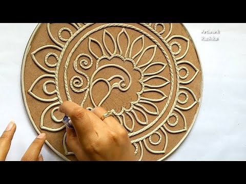Lippan Art | Step by Step Tutorial | Peacock Lippan Art | Mirror Art | Wall hanging DIY | home decor