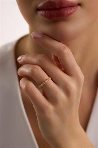 14k Solid Gold Textured Wedding Band, Minimalist Stacking Ring - Etsy