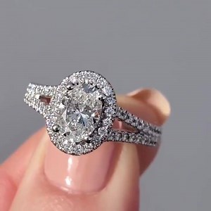 1K views · 33 reactions | A stunning oval diamond, sparkling halo, and a pavé split shank... would you say yes! ✨ | Providence Diamond | Facebook
