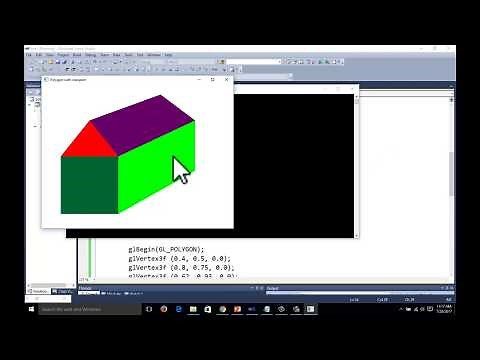 opengl mini project to draw HUT with opengl polygon function