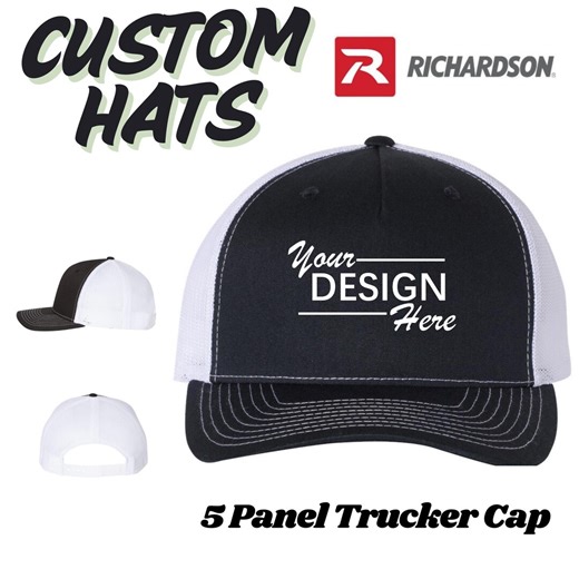Custom Printed Richardson Trucker Cap, Custom Trucker, Personalized Trucker Hat, Five Panel Trucker, Unique Trucker Cap, Logo Hat, 112FP - Etsy