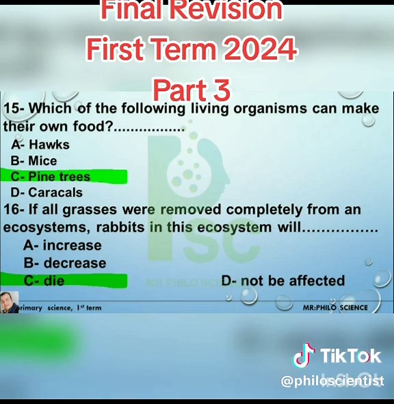 مراجعة شاملة لمادة العلوم لصف الخامس 2024