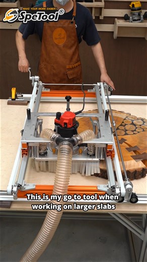 Tired of wobbly, uneven DIY sleds? The SpeTool Xpert Router Sled is built for precision, efficiency, and ease. ✅ Continuous height adjustment – no tedious shims or stops ✅ Smooth dust collection – keep your workspace clean ✅ Optional extended tracks – handle even the biggest slabs Stop fighting your tools and start enjoying the process. Make your work easier – with SpeTool. #spetoolxpert #woodworking #woodflattening #routersled #spetooldworkingInnovations #RouterSledRevolution | SpeTool Woodwork