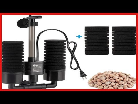 AQQA Aquarium Sponge Filter, Power Driven Double Biochemical Water Filter, Quiet Submersible Foam