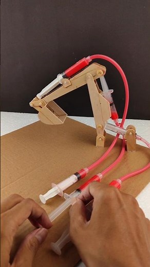 DIY Mini Hydraulic Excavator | Simple Hydraulic Machine Project #minimachine #miniproject #shorts