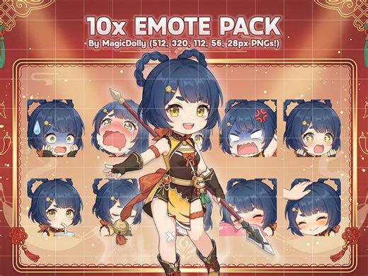 Xiangling Emotes, Genshin Impact Anime Chibi Stickers Emoji for Discord/twitch/youtube (digital Download) - Etsy