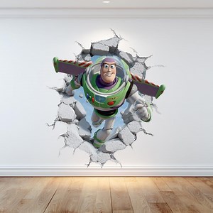Buzz Lightyear Wall Decal: Toy Story Nursery Decor Smashing Through the Wall Vinyl Sticker - Etsy