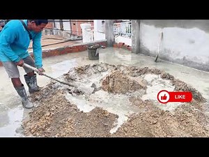 How To Pouring Mortar To Roof Slab For Waterproofing / Small House Project