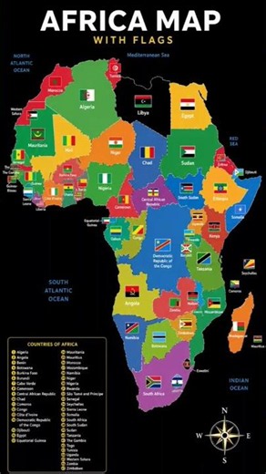 Can you recognize every country in Africa? 🚩Look at the map, flags test yourself. #shorts #Africa!