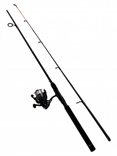 Ozark Trail Grit Stick Spinning Fishing Rod and Reel Combo, 6-foot 6-inch 2-Piece Medium Action Rod, Size 3000 Reel, Left & Right Hand Retrieve, Black with Orange