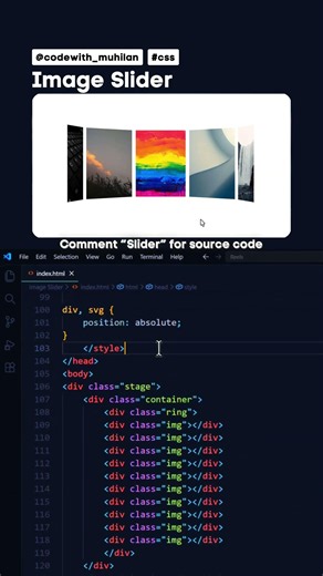 Image Slider | @Codewithmuhilan | #codewith_muhilan #css #slider