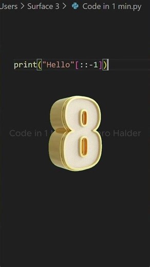 Guess The Output 🤯 | print("Hello"[::-1]) | Python Trick | Hero Halder #Shorts