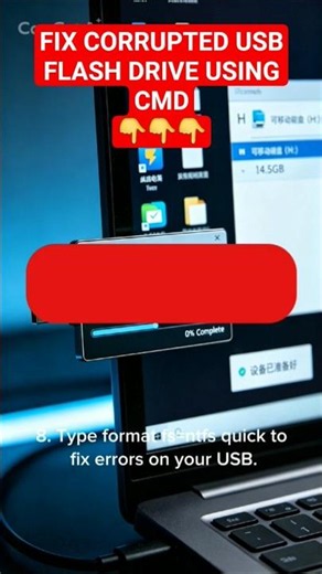 fix & format corrupted USB drive in minutes using CMD in windows 10/11 #shorts #windows #cmd