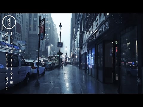 NYC Walking in Thunderstorm - Manhattan, New York 4K