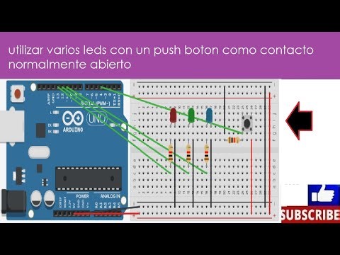Curso Arduino Parte 14 utilizar varios leds con un push boton como contacto normalmente abierto