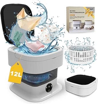 Amazon.com: Portable Washing Machine, 12L Large Capacity, Foldable Mini Washer and Dryer, Compact Folding Small Laundry Washer for Socks, Baby Clothes, Underwear, Towel, Dorm, Camping, RV, Apartment, Travel, Grey : Appliances