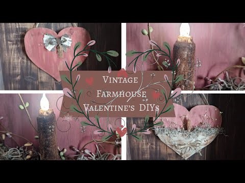 Primitive Farmhouse Valentine's Day Home Decor DIYs | Easy Rustic Valentine's Crafts | Wall Hangers
