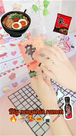 🌶️🔥 DIY spicy 🥵🔥 nongchin ramen 🍜🔥#ramen #papercraft #spicy #shorts #viral