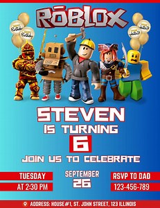 Roblox Invitation, Roblox Invite, Roblox Boys Birthday Invitation Template, Game Birthday, Kids Roblox, Editable Template, Canva & PDF Edits - Etsy UK