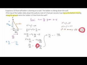 Related rates: Classic ladder problem (2 of 2)