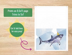 Funny Shark Birthday Card: Kids and Teens (digital Download, 5x7in Prints on 8.5x11 Paper) - Etsy