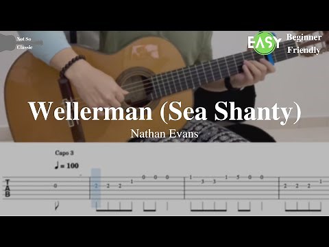Wellerman - Nathan Evans | Fingerstyle Guitar TAB (Full + Easy) | Learn in 5 minutes