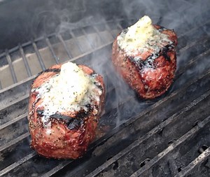 Grilled Filet Mignon Steak cooked on Big Green Egg