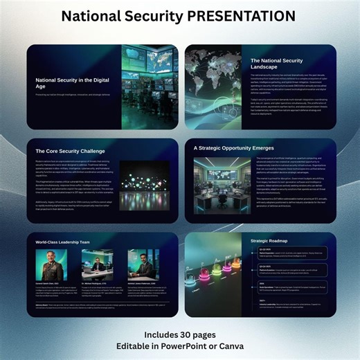 National Security Presentation Canva Template | Defense Strategy & Cyber Security Slides | Powerpoint - Etsy UK