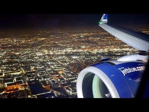 BEAUTIFUL Night Landing LAX – JetBlue Mint – Boston to Los Angeles – Airbus A321-271NX – N2142J