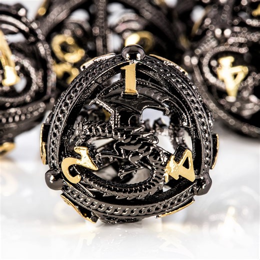 Round Dragon Hollow Orbs Metal Dice Set for DND - Beautiful Orb Design for Better Rolling Compatible With Dungeons and Dragons D&D - Etsy