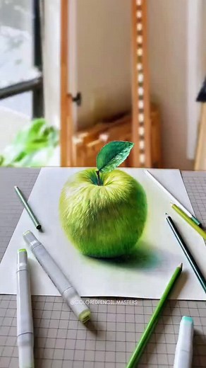 14K views · 282 reactions | Colored pencil drawing by artist Art Hacker (Douyin) — a vibrant study brought to life with rich layers, smooth blending, and striking realism. The artist captures the glowing green tones, crisp highlights, and subtle surface textures with incredible control. Artist: Art Hacker (Douyin) #coloredpencilart #realismdrawing #artprocess #hyperrealism #coloreddrawing #pencilartwork #artinspiration | Color Pencil Masters | Facebook