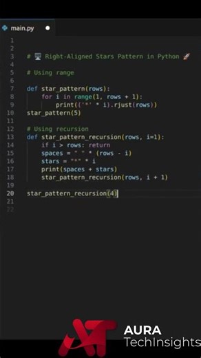 How to Print Right Aligned Star Pattern in Python Python Tutorial #shorts #viralshort #python