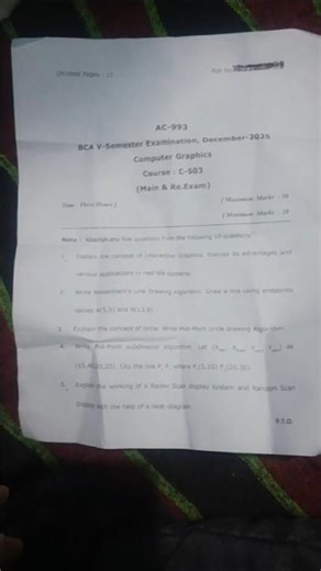 Computer Graphics 2025 Question Paper | Most Expected Questions”