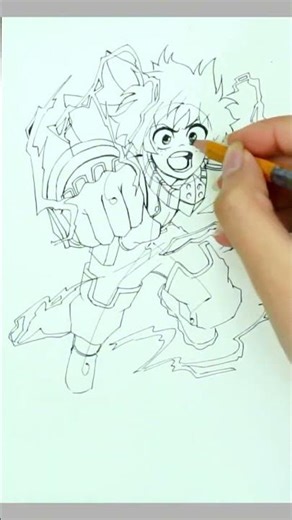 ⚡Quick Pencil Sketch: Midoriya Izuku (Deku) from Stickman to Anime!