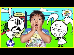 Ryan Pretend Play with Emma and Kate EK Doodles at the Park | Kids Animation fun - Videos For Kids