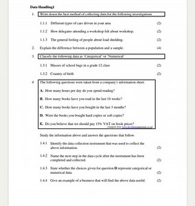 ### Data Handling 1#### 1. Write down the best method of coll... | Filo