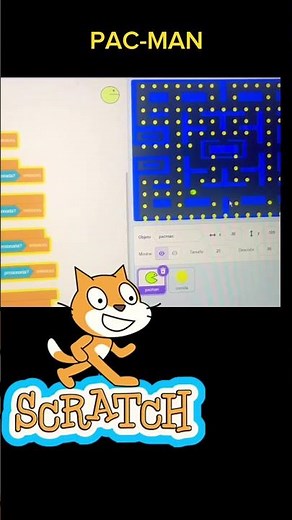 Pac-Man con Scratch coding 🫨 #scratch #pacman #steamgame #short