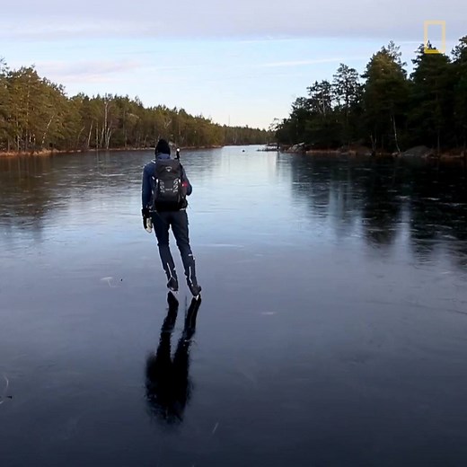 Skating on thin, black ice can be both a thrilling pastime and a beautiful acoustic experience. http://on.natgeo.com/2EsSdDR | National Geographic History