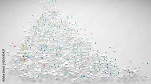 Map of Yukon - Canada | 3d Rendering, mosaic of little bricks - White and flag colors. A number of 4073 little boxes are accurately inserted into the mosaic. Harlequin colors