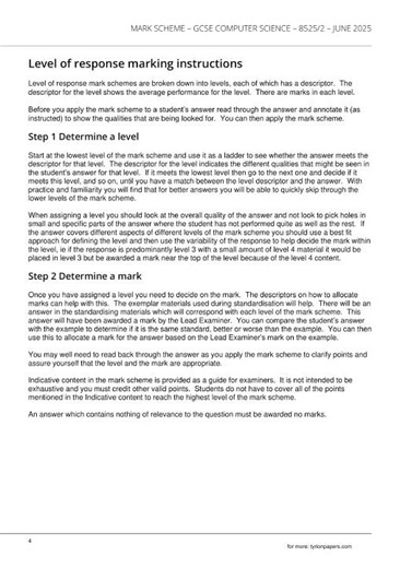 Bundle 2025 AQA GCSE Computer Science Paper 2 And Mark Scheme 8525 2 Computing Concepts