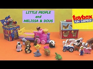 Toy Box Fun Surprise Unwraps - Little People Zoo Animal Friends & Musical Zoo Train and Sorting Barn